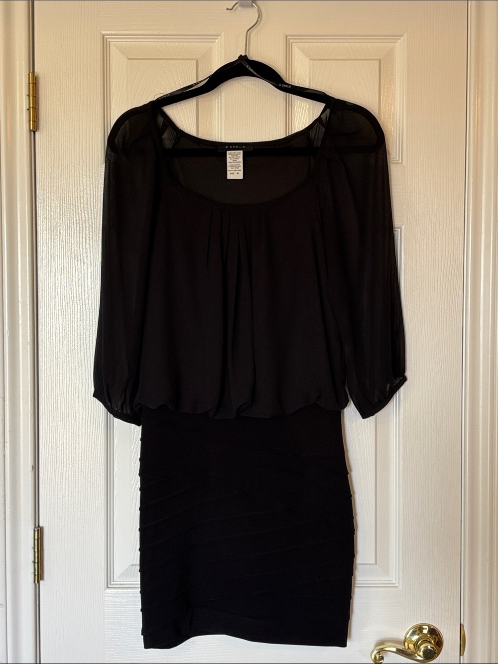 Black Sheer Blouse & Knit Skirt Dress - Elegant Women's Dress